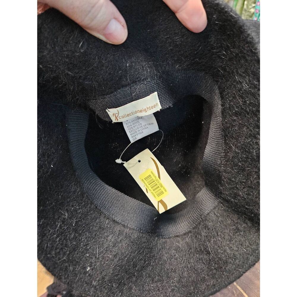 Collection Eighteen Black Angora Wool Hat Womens NEW TAGS - Picture 5 of 6